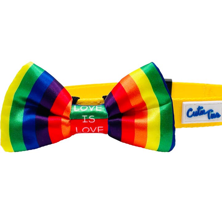 "Love is Love" Pride Flag Rainbow Dog Bow Tie for wholesale by Cutie Ties