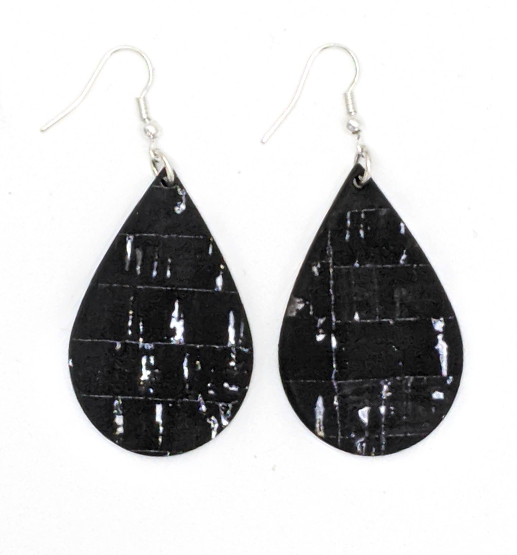 Elisabetta Studio - Wholesale Dangle Earrings - Teardrop Cork Earrings - Black Silver2