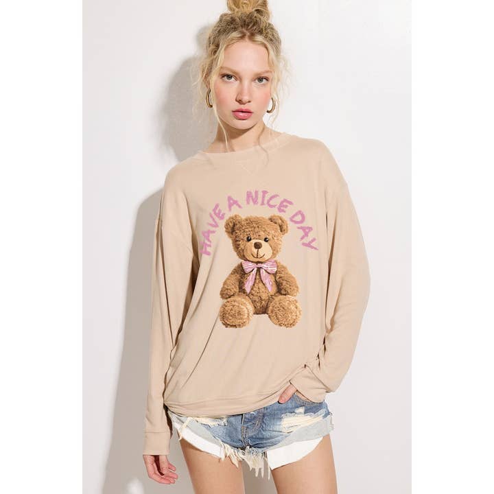 Phil Love - Wholesale Grafisch sweatshirt - Dames - Teddybeer Print Zachte Sweatshirts Losse Pasvorm Top7