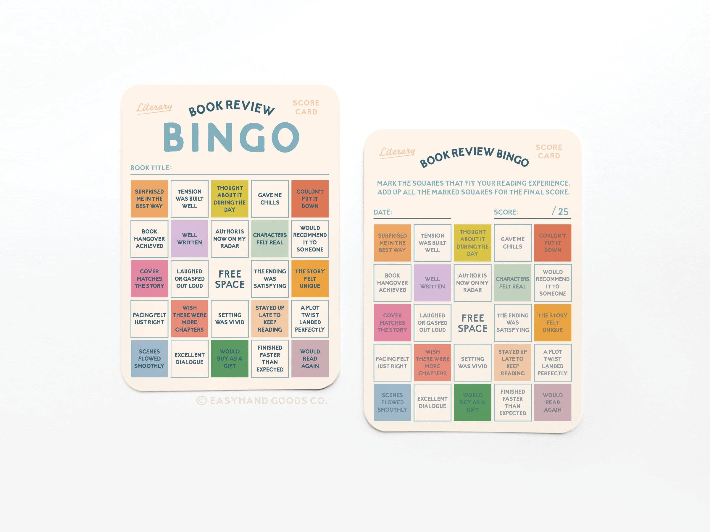 Easyhand Goods – formerly Onderkast - Wholesale Card Game - Book Review Bingo Card Set1