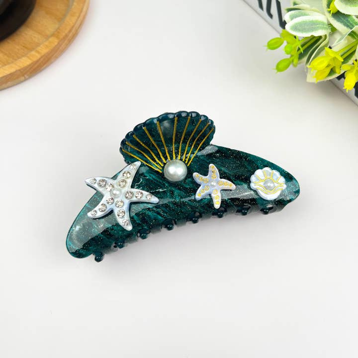 TheDivaSoap - Vendita all'ingrosso Fermaglio per capelli - Donna - Clip per Capelli a Pinza con Stella Marina 10,5 cm - Serie Mondo Sottomarino2