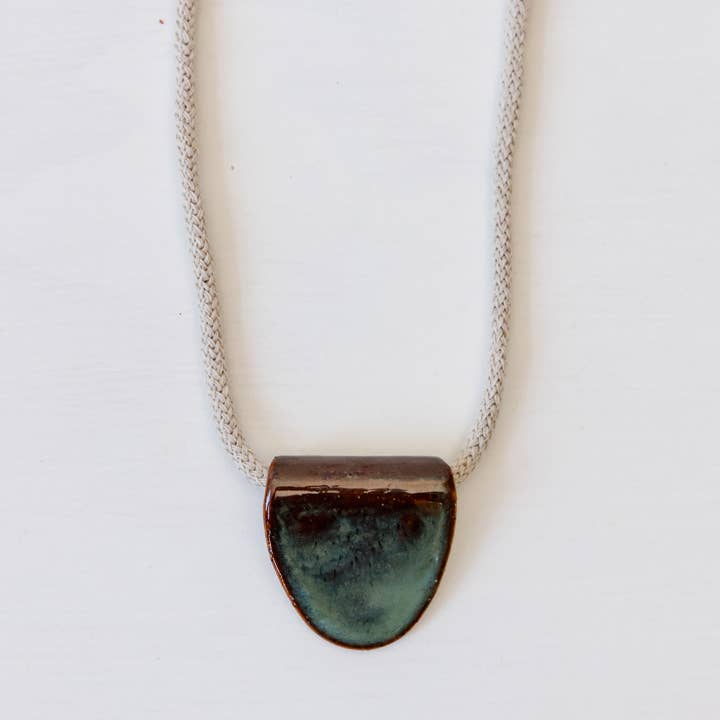 Forest Half Oval Ceramic Necklace for wholesale by Woodfolk