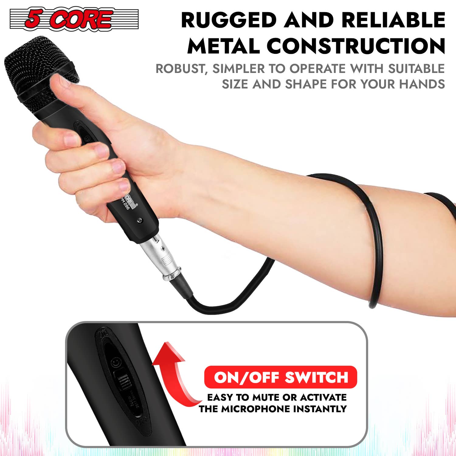 K Cube Inc - Wholesale Musical Instrument - 5 Core Dynamic Mic Wired Handheld XLR Microphone2