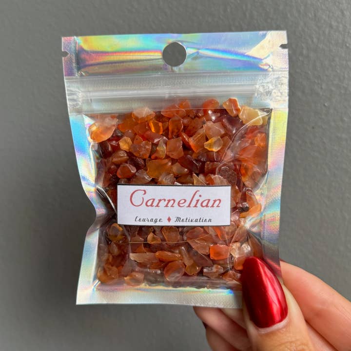 Carnelian Crystal Chip Bags  for wholesale by Sapphire & Sage