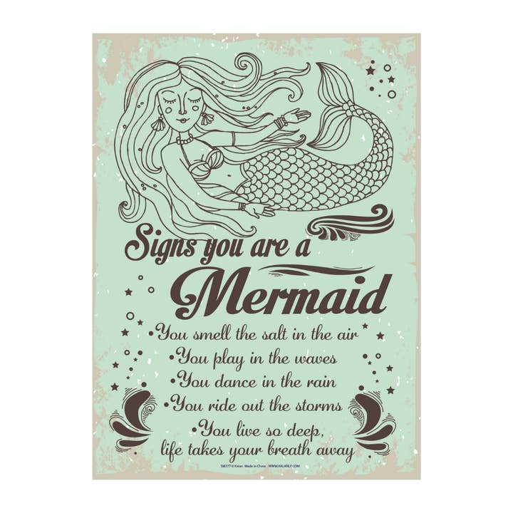 Signs You Are A Mermaid Metal Sign for wholesale by Kalan