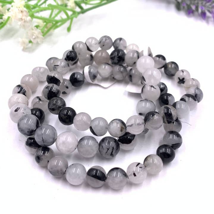 Black Tourmaline in Quartz Bracelet - Pack of 10 (PRE-ORDER) for wholesale by Funky Stuff
