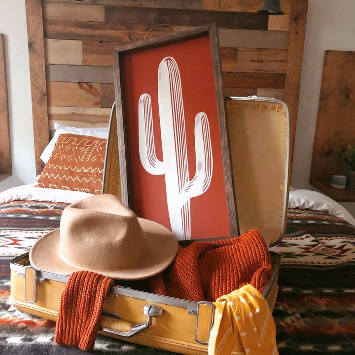 Southern Mesa Trading Co. - Venta al por mayor Letreros - Arte de Pared de Madera de Cactus Saguaro en Óxido