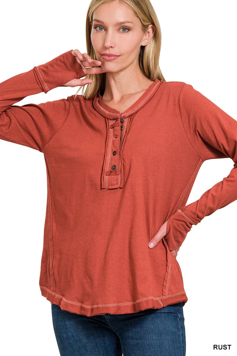 42POPS - Wholesale T-Shirt - Women's - ..'SI-24797 THUMB HOLE CUFFS BUTTON CLOSURE LONG SLEEVE TOP15