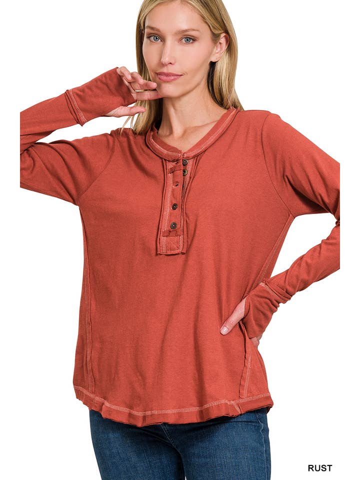 42POPS - Wholesale T-Shirt - Women's - ..'SI-24797 THUMB HOLE CUFFS BUTTON CLOSURE LONG SLEEVE TOP15