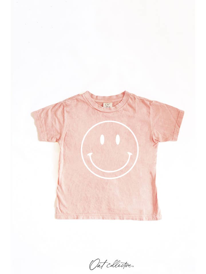 OAT COLLECTIVE - Wholesale Screen Printed T-Shirt - Kids - SMILEY FACE Toddler Washed Graphic Top