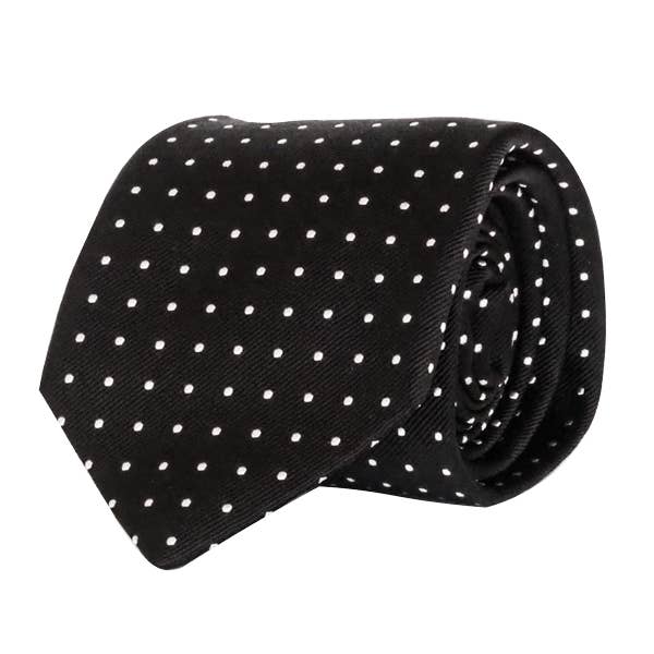Handmade Polka Dots Italian Silk Tie - Black for wholesale by COCHIC