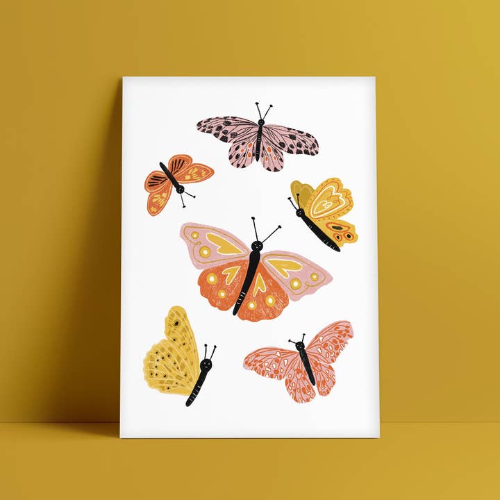 Lauren Sissons Studio - Wholesale Art print - Illustrated Butterflies Print - Cute Wall Art Modern Nursery