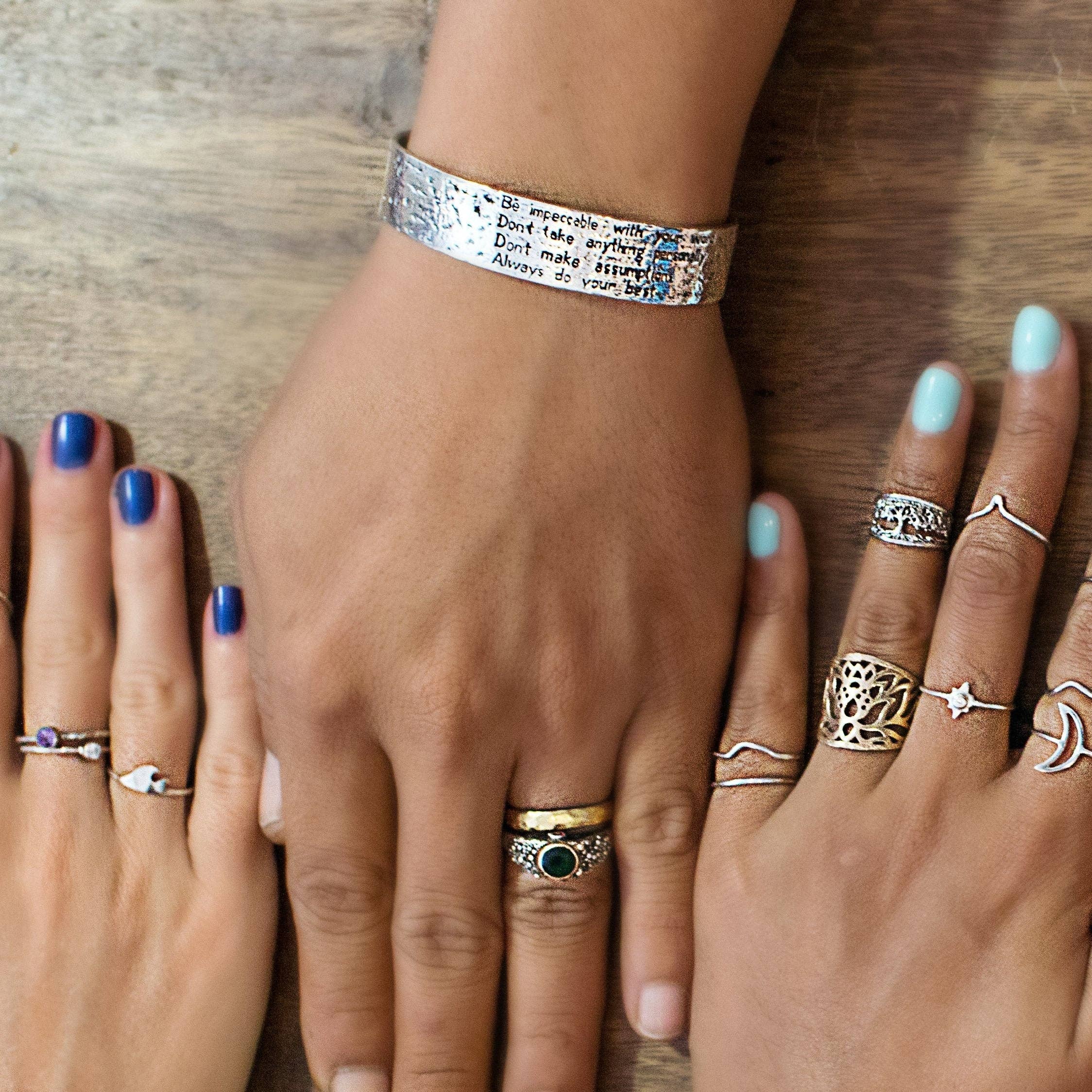 Jewelry Evolution - Wholesale Cuff Bracelet - The Four Agreements Textured Cuff24