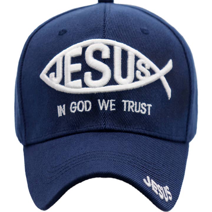 Cap Zone - Wholesale Baseball Cap - Unisex - Jesus Fish In God We Trust Acrylic Baseball Cap