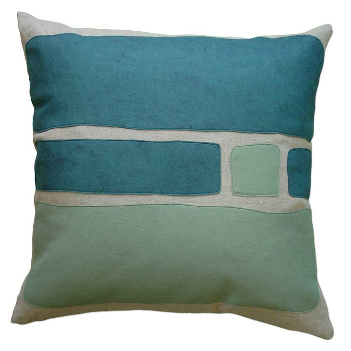 Big Block Decorative Pillow Felt Appliqué Brook/Loden for wholesale by Balanced Design