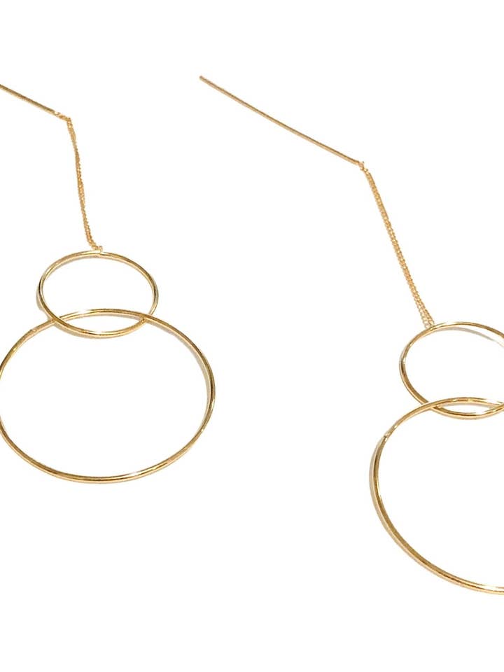 Gold Link Rings Threader Earrings for wholesale by Links & Locks