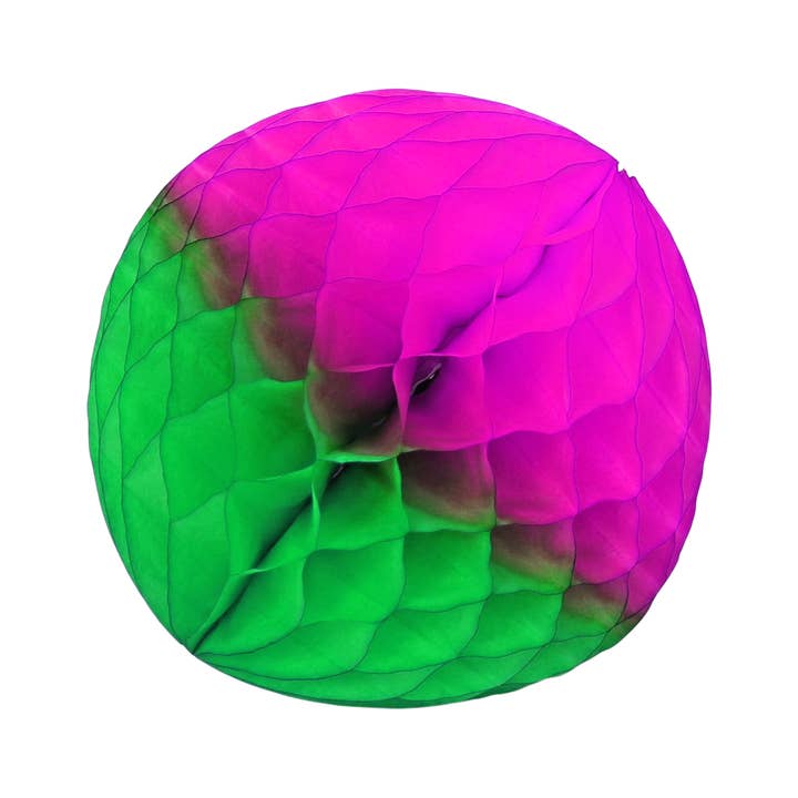Two-Tone Honeycomb Ball 25cm, Grass & Fuchsia for wholesale by studio THIE