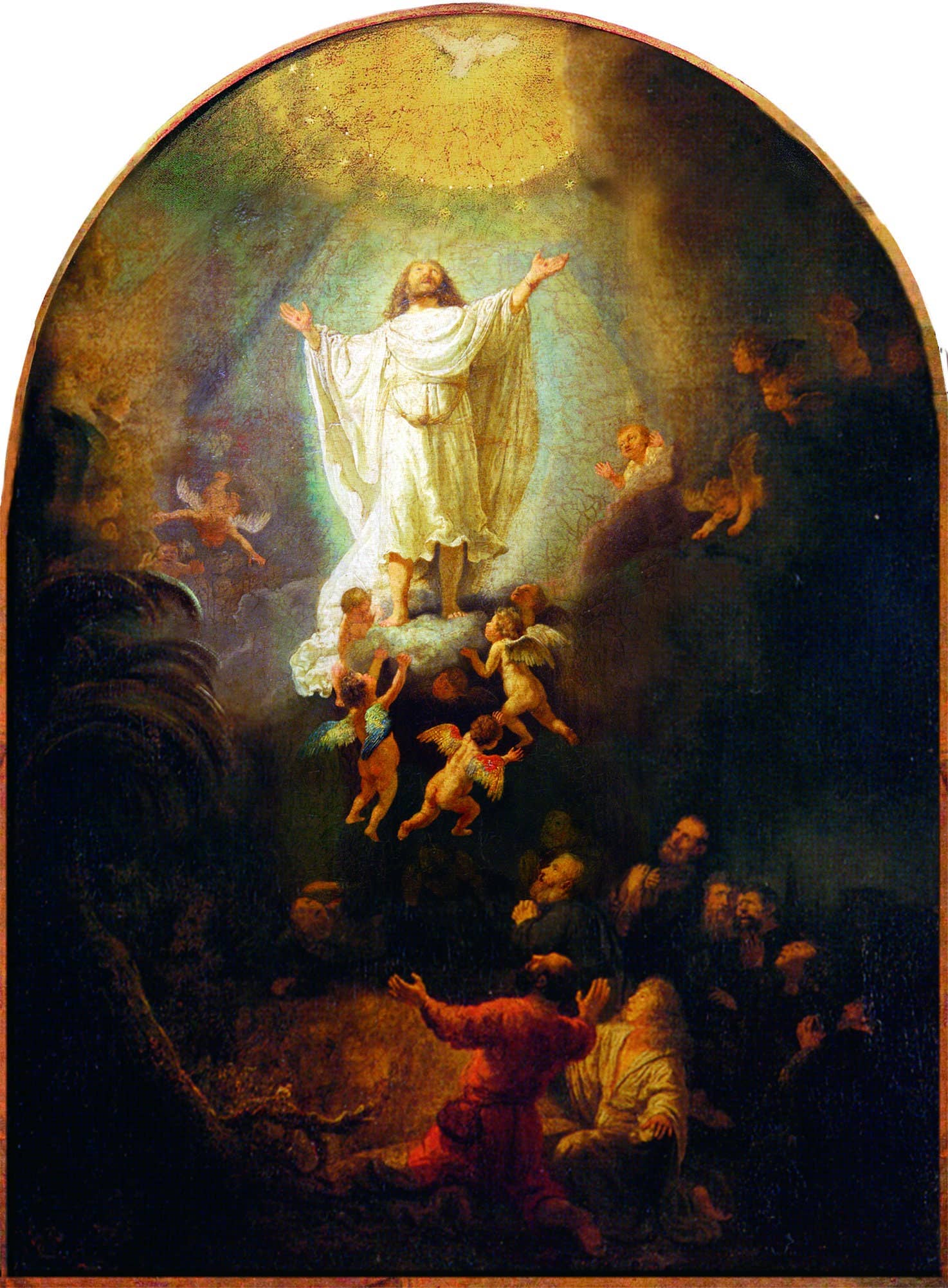 Knights River Publishing – Cartão de saudação diária por atacado – A Ascensão de Cristo - Pintura de Rembrandt - Cartão 5x73