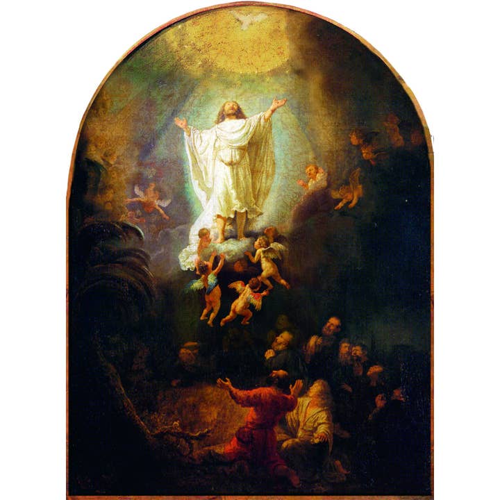 Knights River Publishing – Cartão de saudação diária por atacado – A Ascensão de Cristo - Pintura de Rembrandt - Cartão 5x73