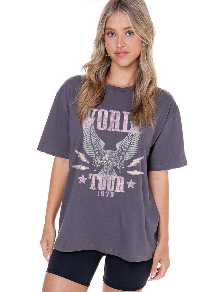 Zutter - Wholesale Screen Printed T-Shirt - Women's - World Tour Vintage Eagle Graphic Top