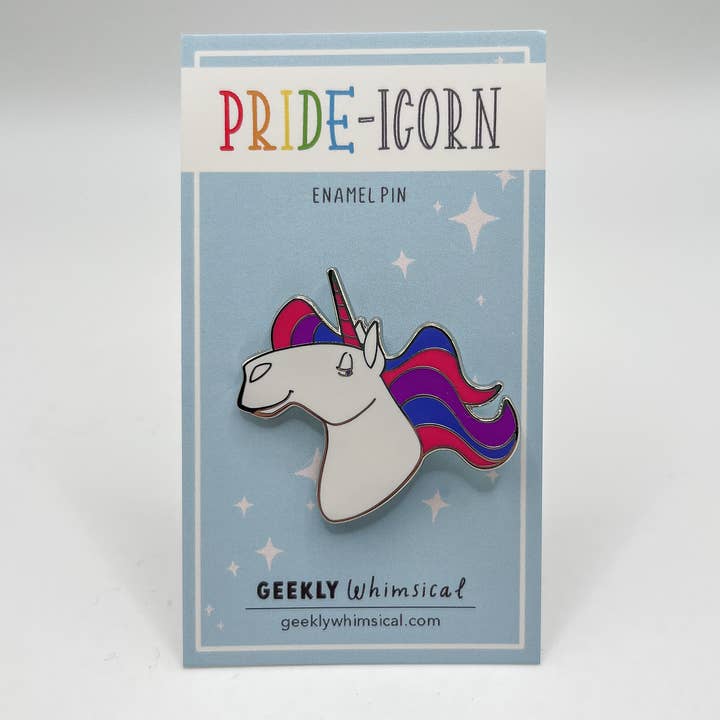 Geekly Whimsical - Wholesale Lapel Pin/Button - Pride-icorns! Pride Unicorn Enamel Pin - Bisexual1