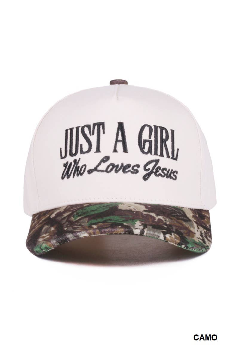 42POPS - Wholesale Baseball Cap - Women's - `.0724 Just A Girl Who Loves Jesus Two Tone Canvas Cotton Cap SI-280