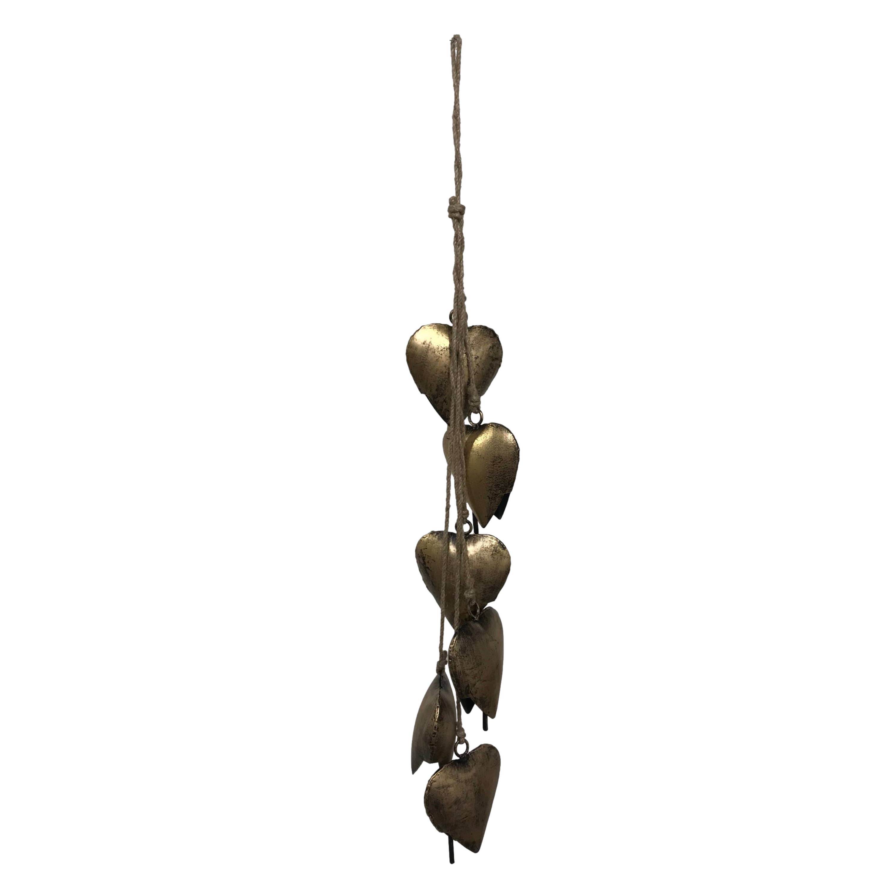 Wilco Home - Wholesale Bell - Six Piece Valentine's Heart Bell Chime Pendant on Jute Rope11
