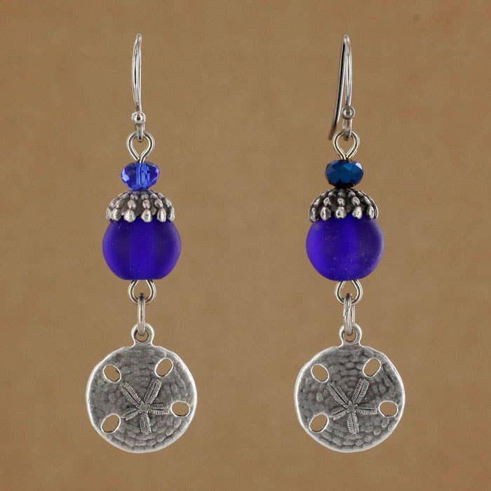 Sadie Green's Jewelry - Wholesale Dangle Earrings - Sea Glass Sand Dollar Earring 1749-SP4