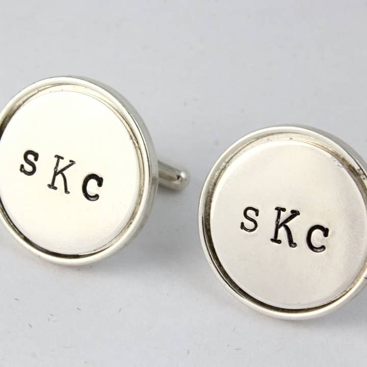 Monogrammierte Manschettenknöpfe aus Sterlingsilber zum Vatertag für den Großhandel von The Silver Diva