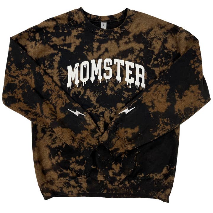 Girocollo in pile Acid Wash Momster, carina camicia per Halloween per la vendita all'ingrosso da parte di Milk Club Boutique