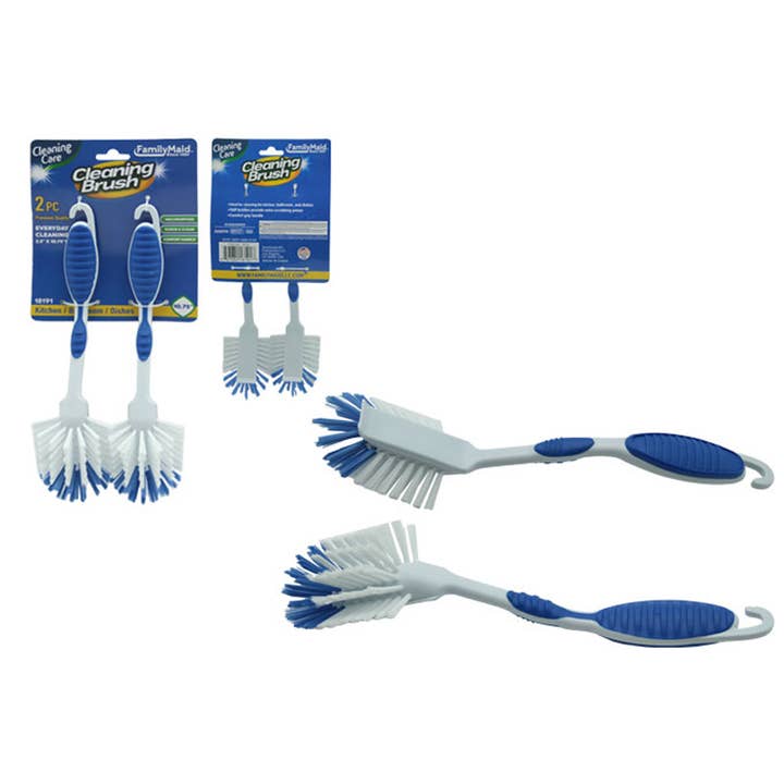 Cleaning Brush 2 pc, 2.5" x 10.75", White Blue for wholesale by Deluxe Import Trading