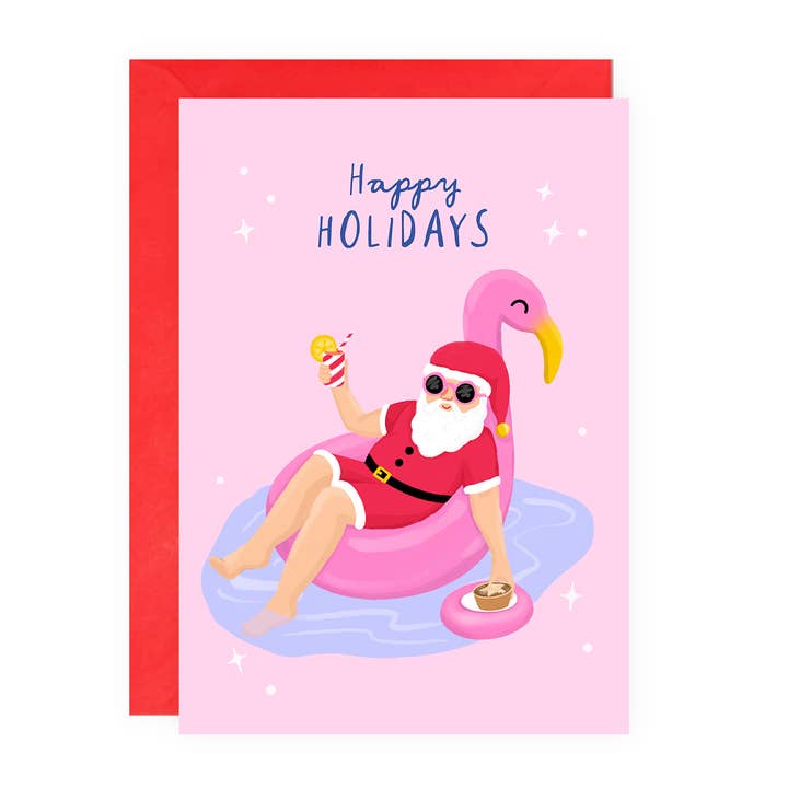 Funny Christmas Card - Holiday Santa - UK Designed for wholesale by Painted Parasol Studio