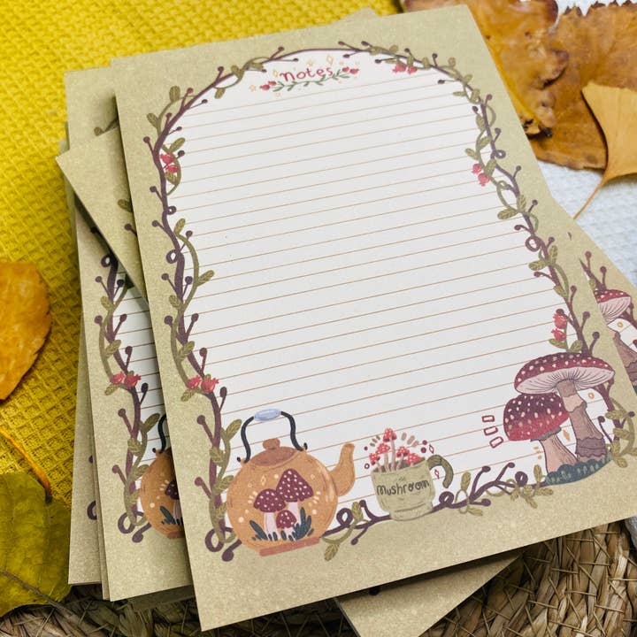 Split Moon Studios - Wholesale Notepad - NEW* Vintage Mushroom Notepad A6 To-Do List1