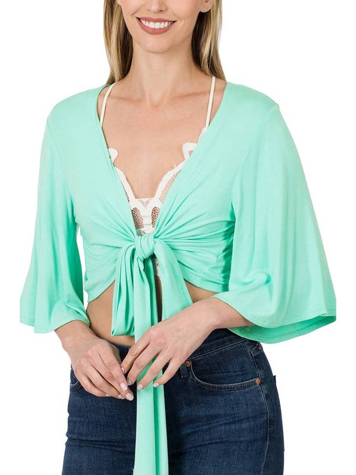 Vanilla Monkey - Wholesale Cardigan - Women's - Tie Front Cropped Cardigan1