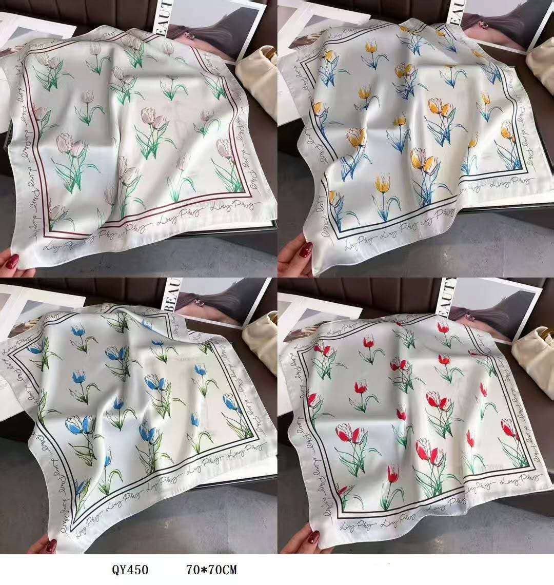 Nola by bijusol - Wholesale Scarf - Women's - Silk-Feeling Square Scarves - 70 cm x 70 cm qy4500