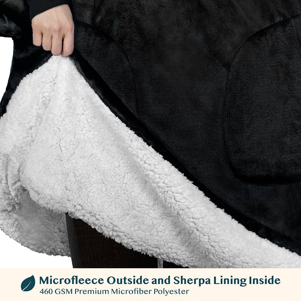 Pavilia - Wholesale Hoodie - Women's - Chest Pocket Sherpa Hoodie Blanket - Patch Pocket (Regular / Long)2