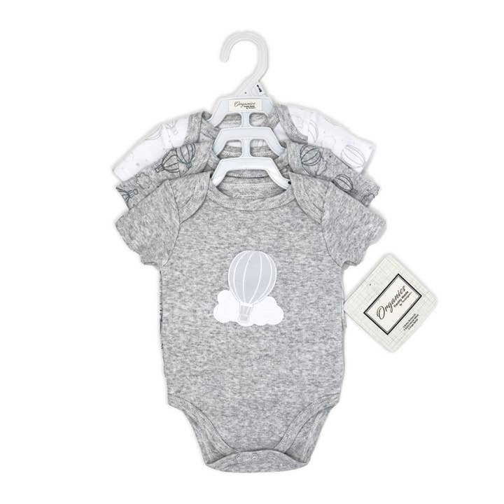 Rose Textiles - Wholesale Bodysuit (Non-Footed) - Baby - 3 Pack Heather Organic Cotton Bodysuits