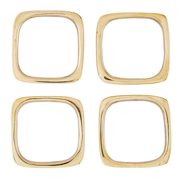 Santa Barbara Design Studio by Creative Brands - Wholesale Napkin Ring - Square Brass Napkin Rings - Set of 4