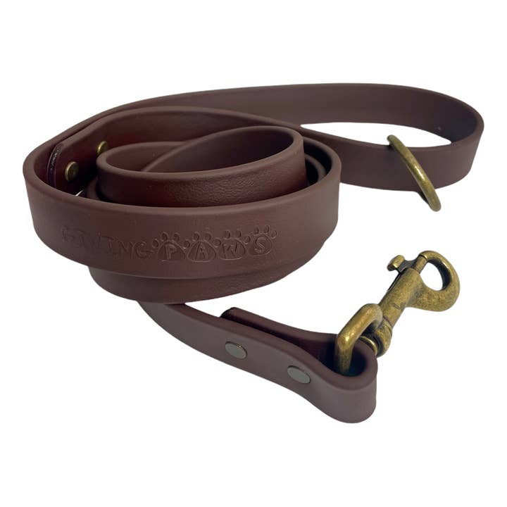 Giving Paws - Wholesale Pet Leash - Dog - Vegan Leather Leash DARK CHOCOLATE (5 ft)