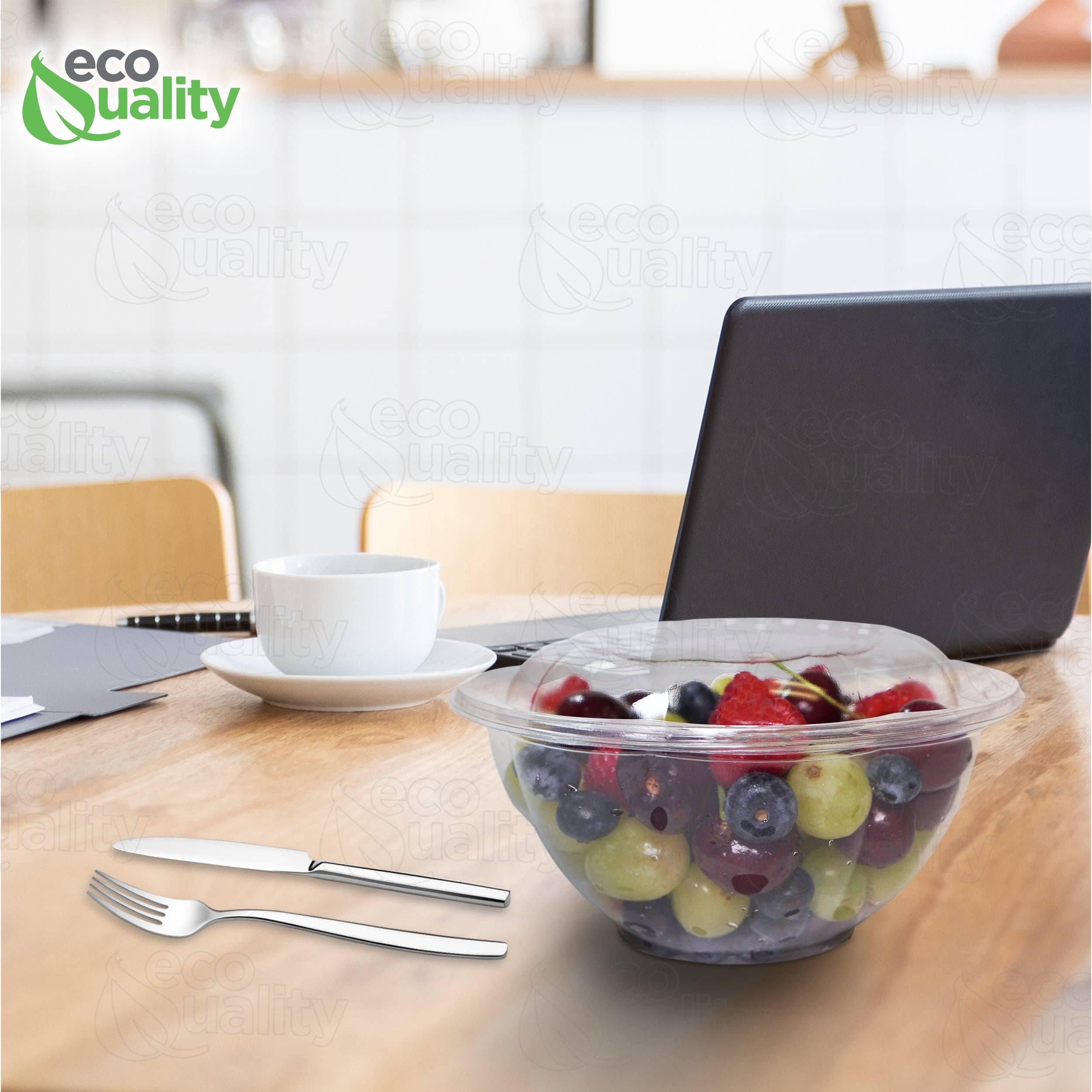EcoQuality - Venta al por mayor Recipientes para alimentos - Tazones desechables de plástico transparente de 946 ml con tapa8