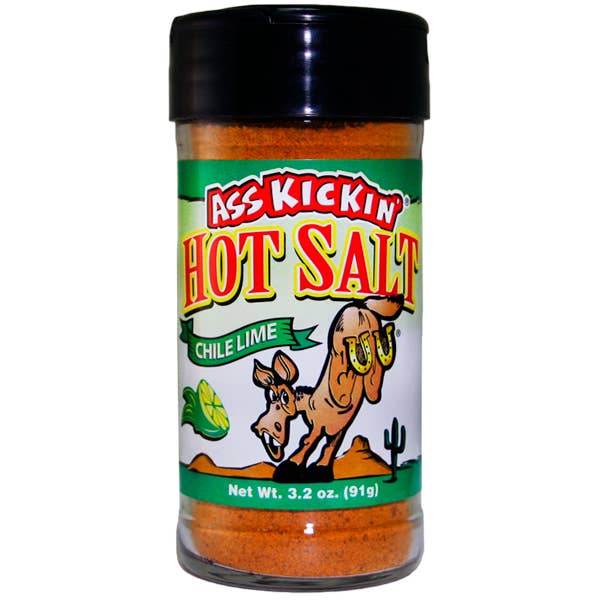 Ass Kickin’ Chile Lime Hot Salt – 3.2 oz. for wholesale by Southwest Specialty Food