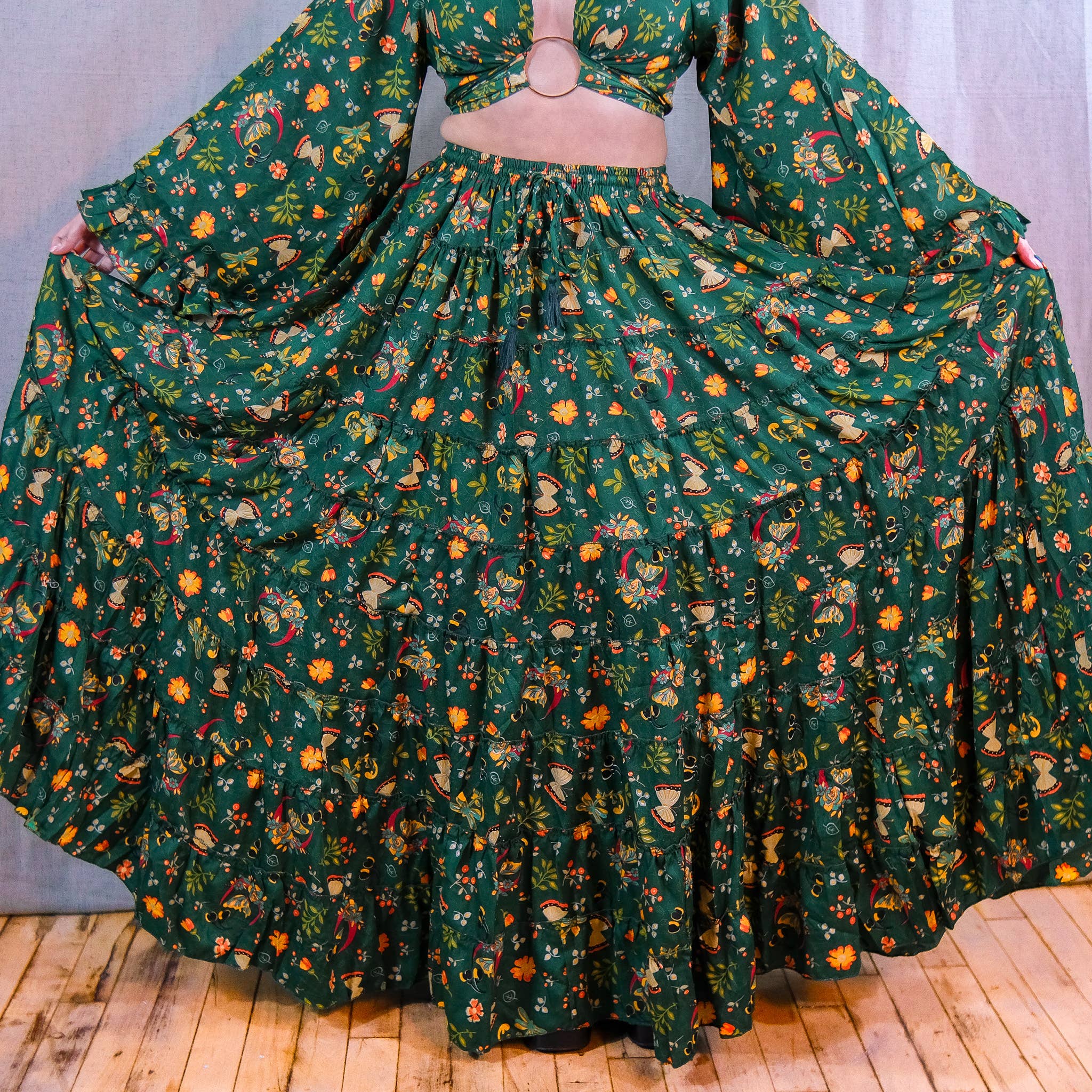 Karma Nepal Crafts - Wholesale Rok - Dames - Whimsy Celestial lange boho rok met volants7