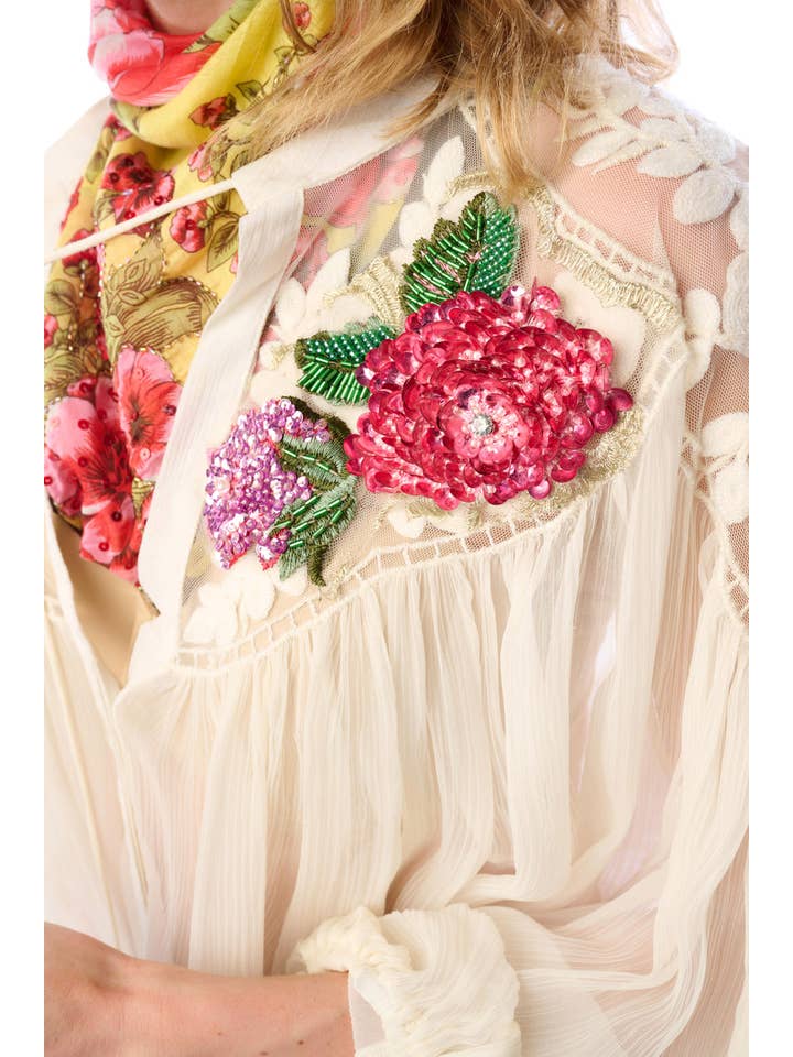 ivory Amora Chiffon Hand - Embellished Blouse / Top for wholesale on Faire13