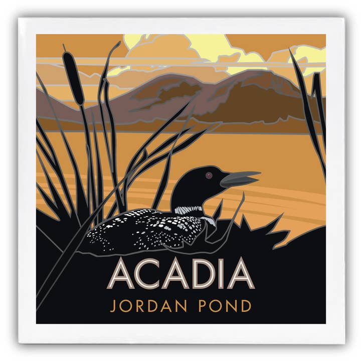 Acadia National Park, Jordan Pond, Maine - Sandstone Coaster for wholesale by M&W Design Co - Travel Posters