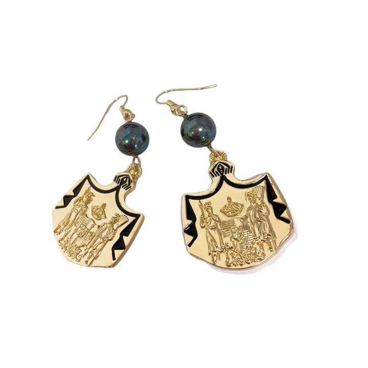 Anela's Jewelry - Wholesale Dangle Earrings - Hawaiian Coat of Arms : Hamilton Gold Earrings