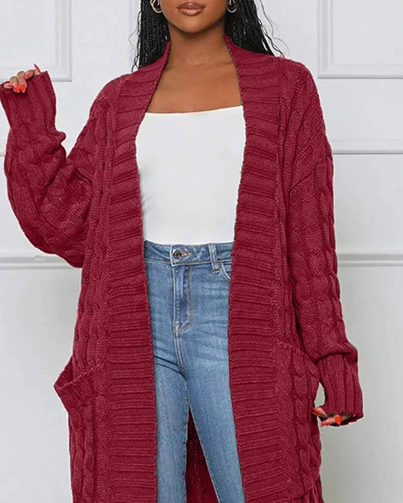 Queen Fashion – Colete - Mulher por atacado – cardigan palangre de malha de cabo frontal aberto15