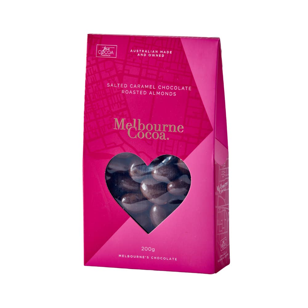 The Cocoa Group - Wholesale Chocolate-covered sweets - Salted Caramel Chocolate Almonds 200g Melbourne Cocoa (Love)