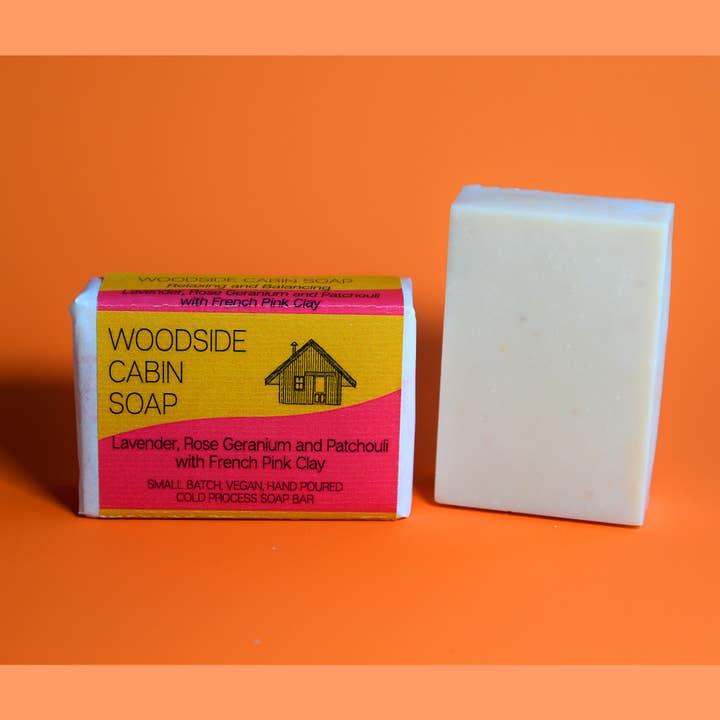 Lavender, Rose Geranium and Patchouli Soap for wholesale by Woodside Cabin Soap