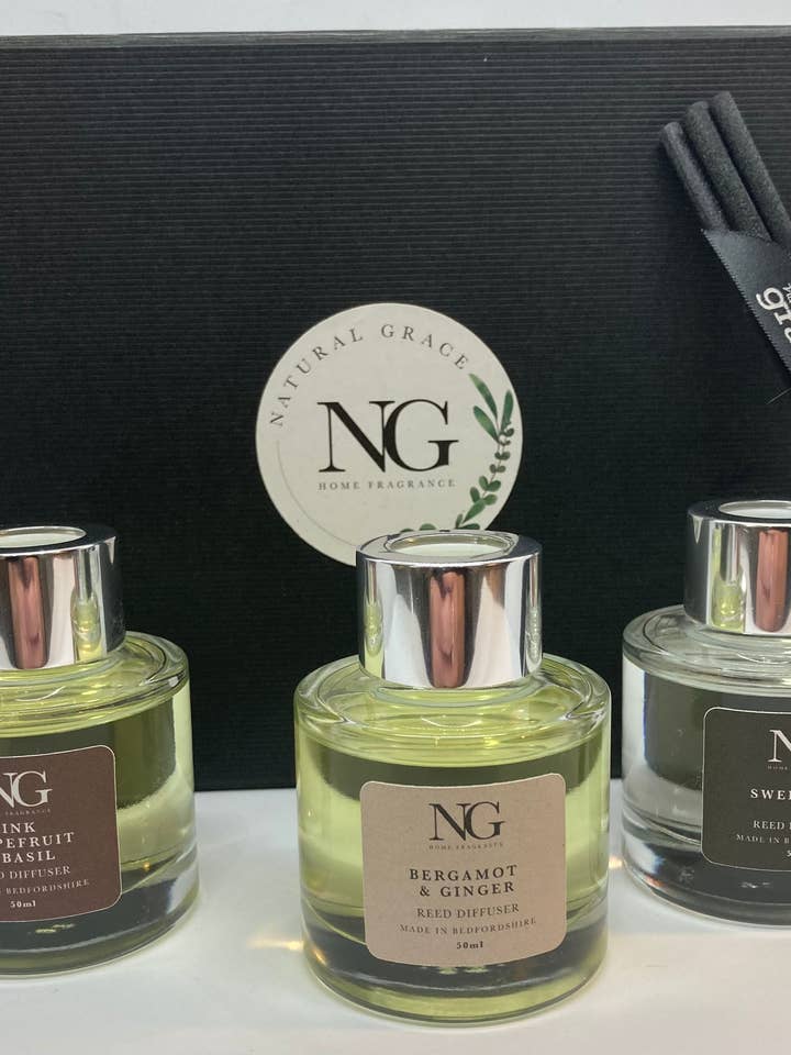 Trio of Diffusers Gift Box for wholesale by Natural Grace Scent’s