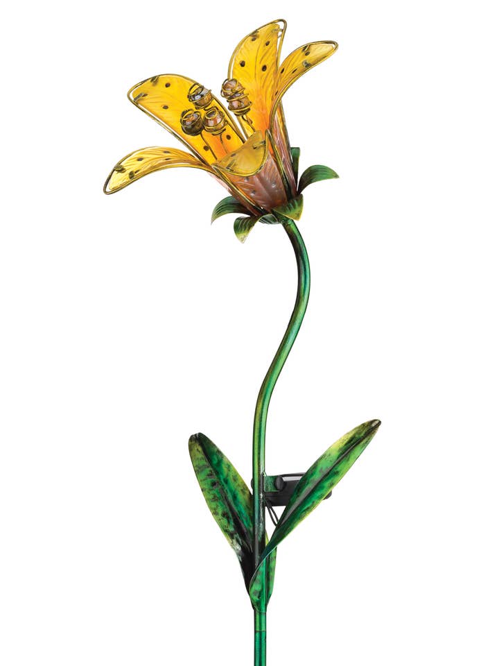 Solar Tiger Lily Stake - Yellow for wholesale by Regal Art & Gift